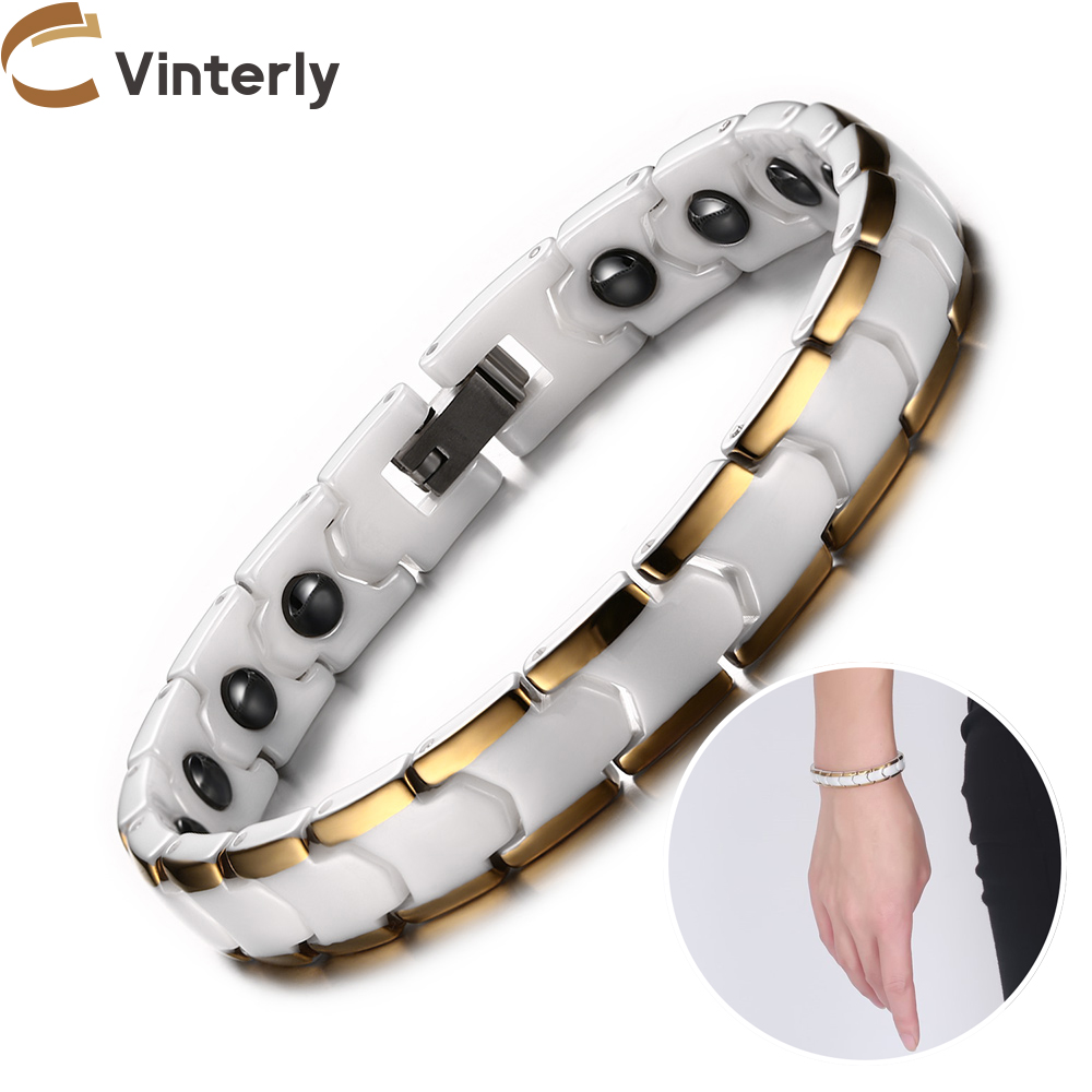 Ceramic Link Bracelet - Pulseras Vinterly para mujer, antiarañazos, 9mm,