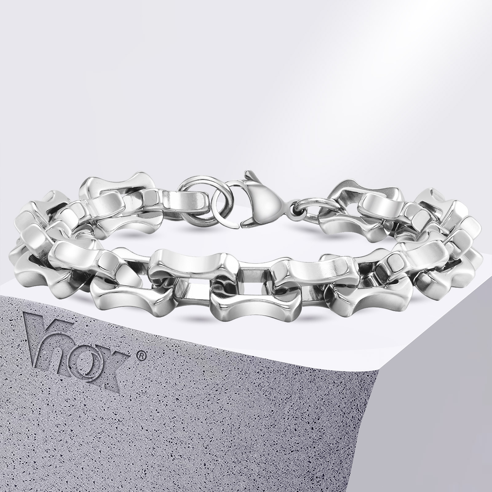 Ceramic Link Bracelet - Vnox-pulsera de cadena de eslabones hechos