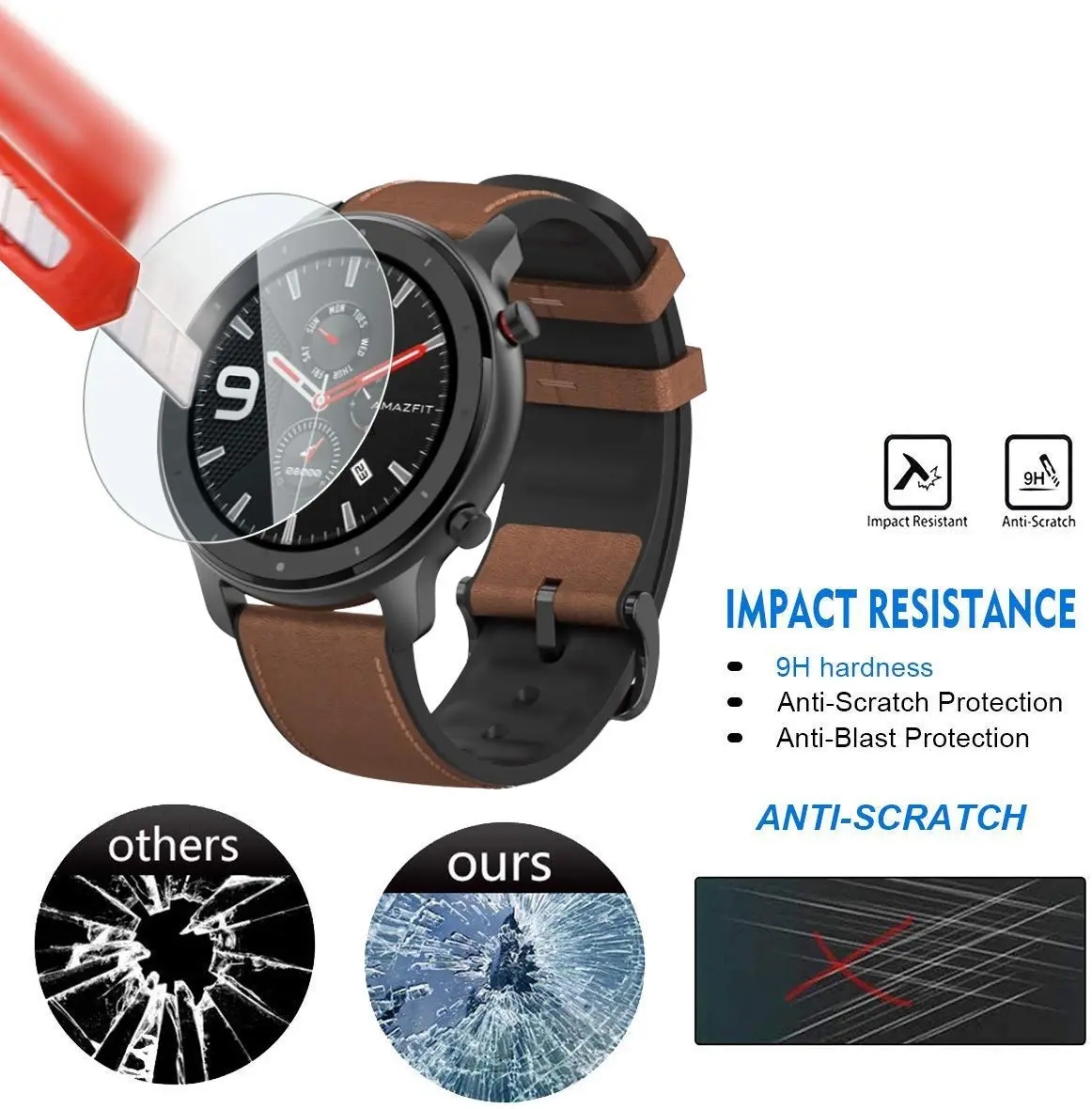 Película de vidrio templado 9H - Watch Face Protector reseña y precio